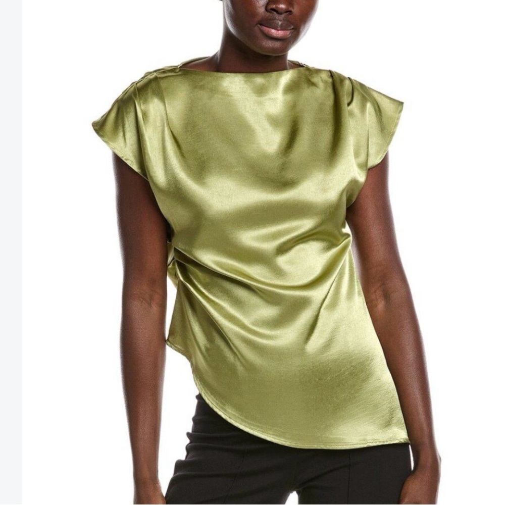Gracia Satin Asymmetric Camisole in Sage Green
